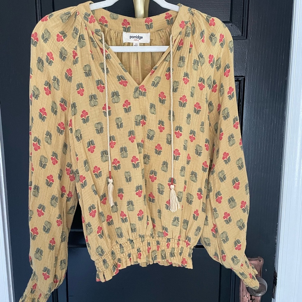Anthropologie Yellow Floral Blouse - Picture 3 of 4